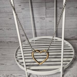 Brighton Silver and Gold Heart Necklace Can Be Worn 2 Ways With Or Without Bling